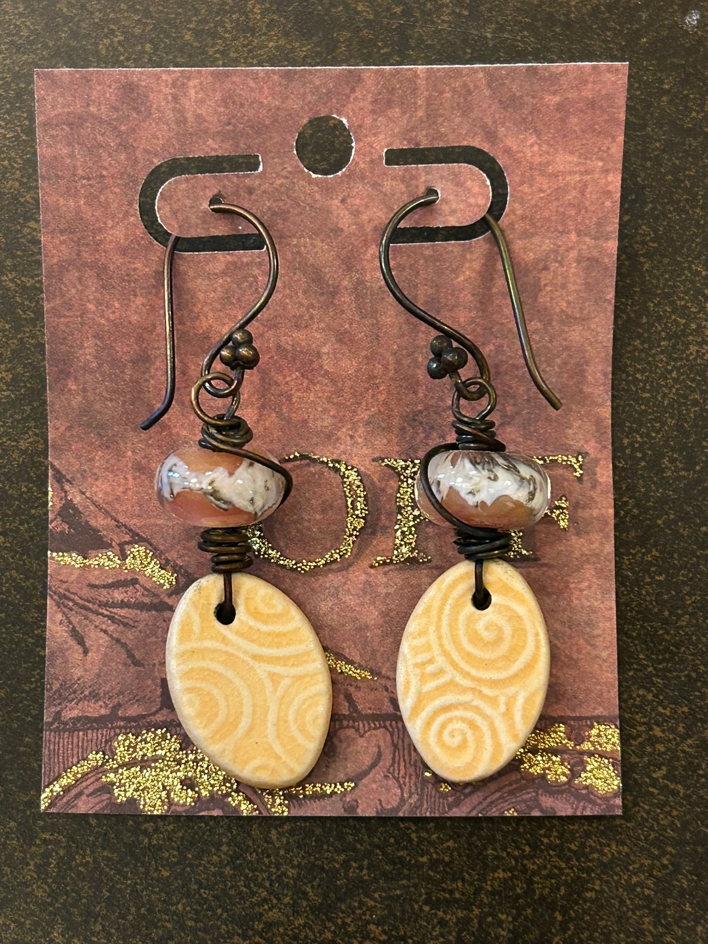 La Plume Noire Ceramic Copper Dangle Earrings