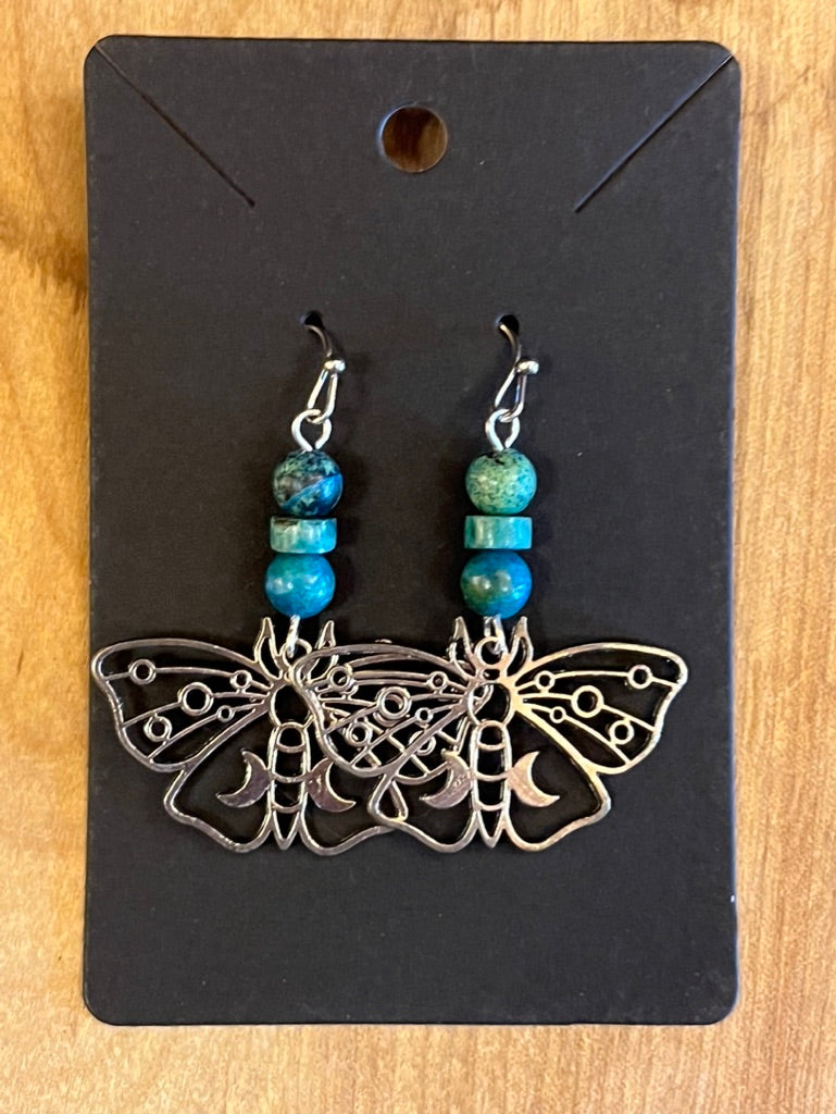 La Plume Noire Stainless Steel Gemstone Earrings