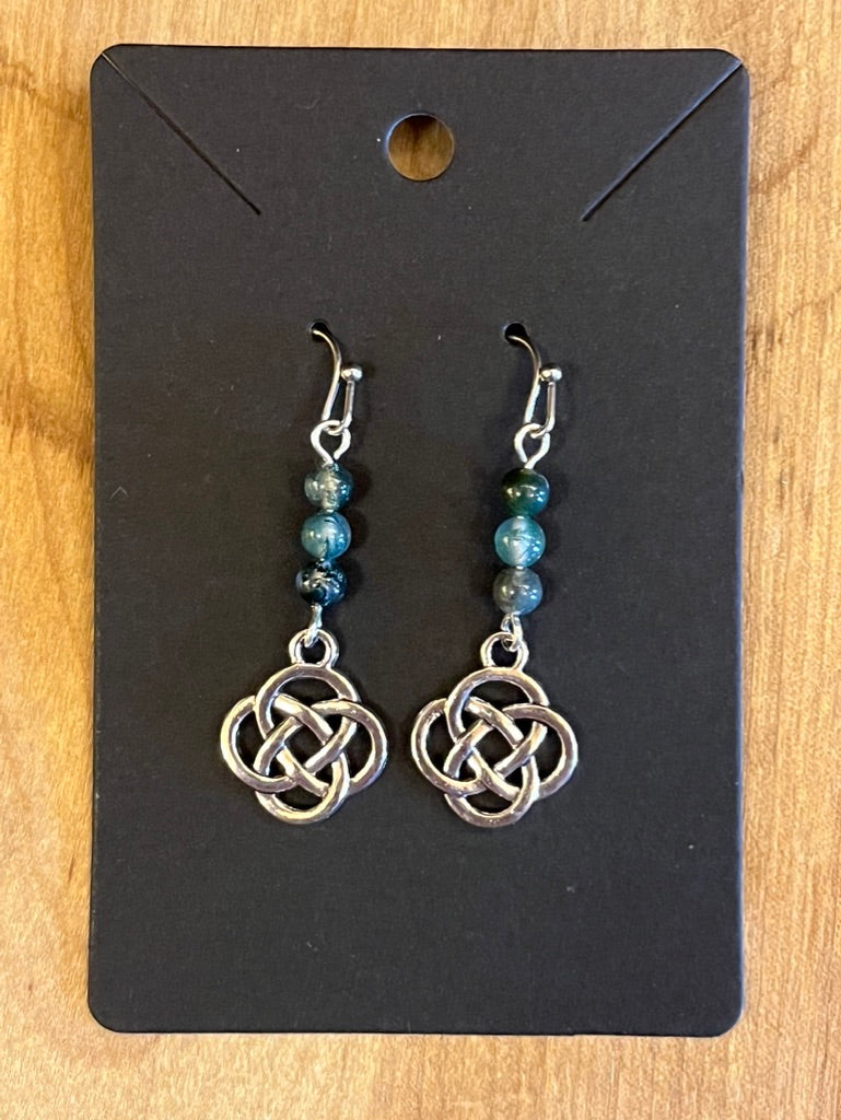 La Plume Noire Stainless Steel Gemstone Earrings