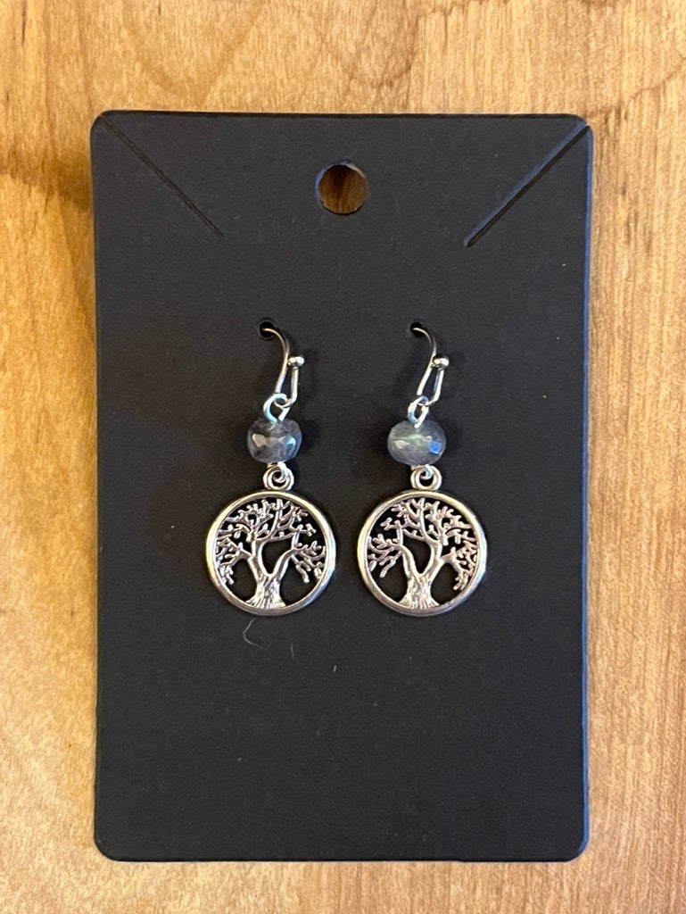 La Plume Noire Stainless Steel Gemstone Earrings