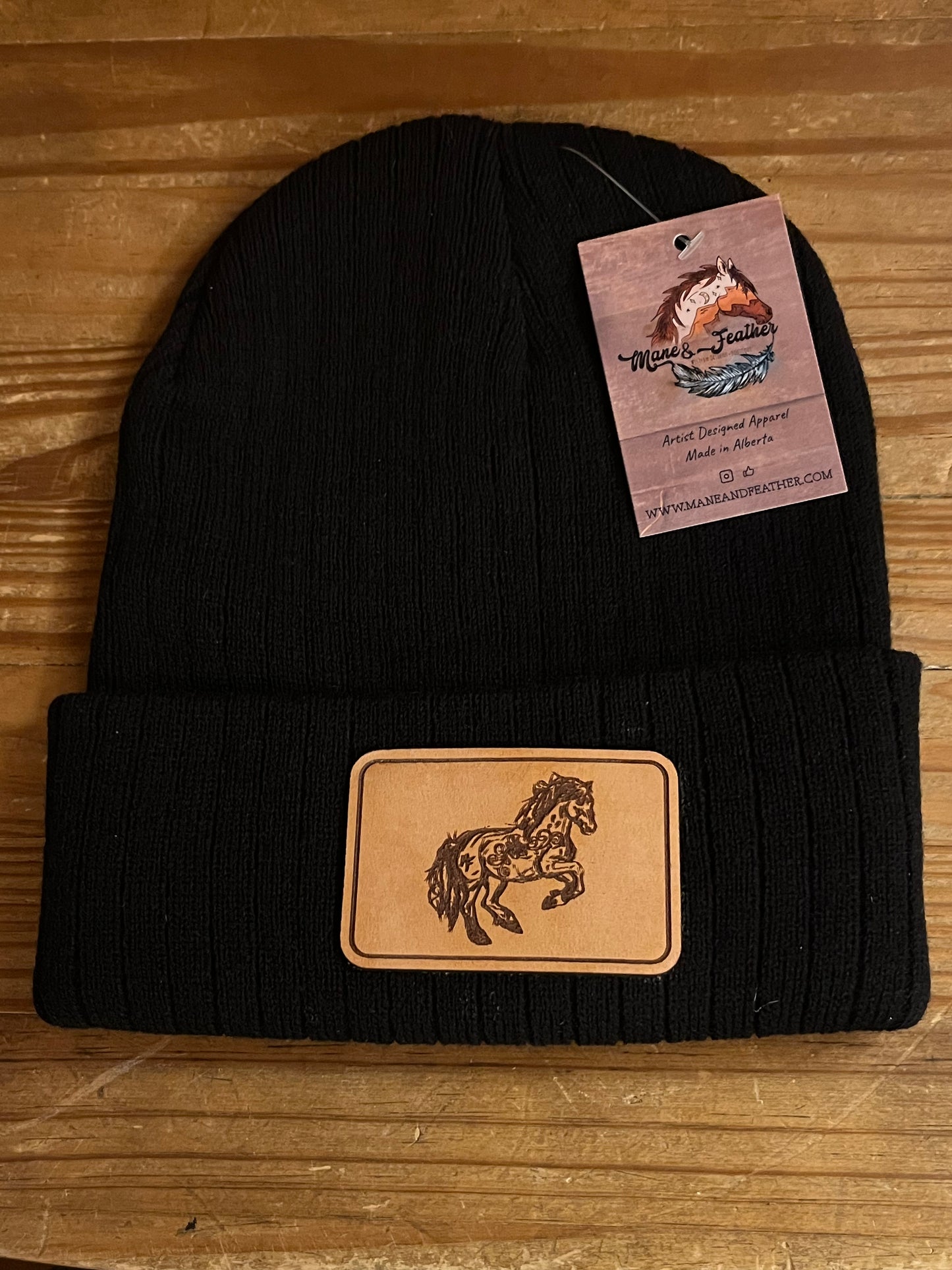 Mane & Feather Leather Patch Toques