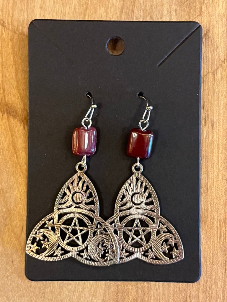 La Plume Noire Stainless Steel Gemstone Earrings