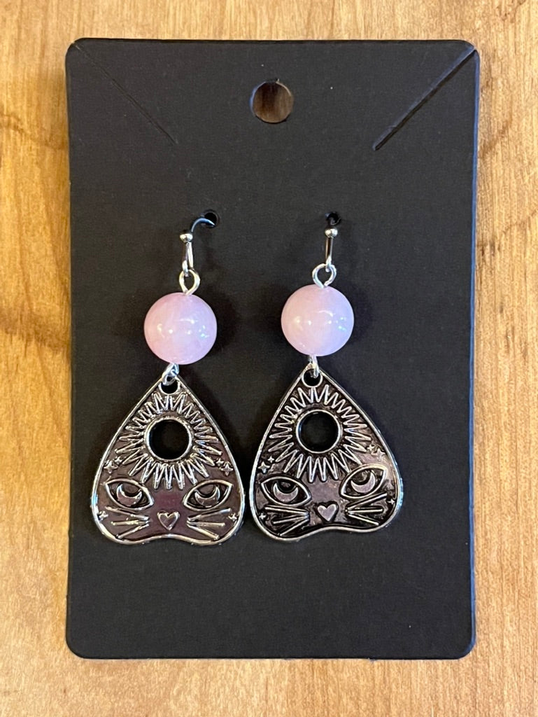 La Plume Noire Stainless Steel Gemstone Earrings