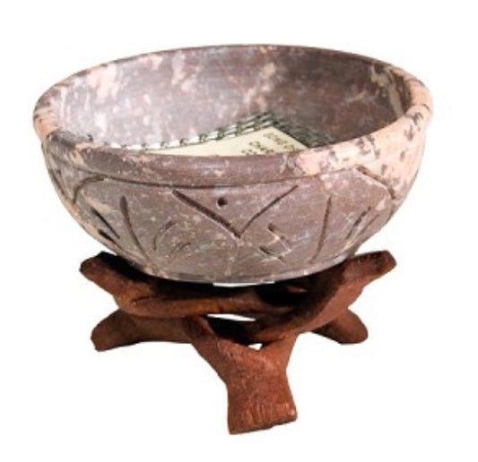Soapstone Incense Burning Dish with Cobra Base