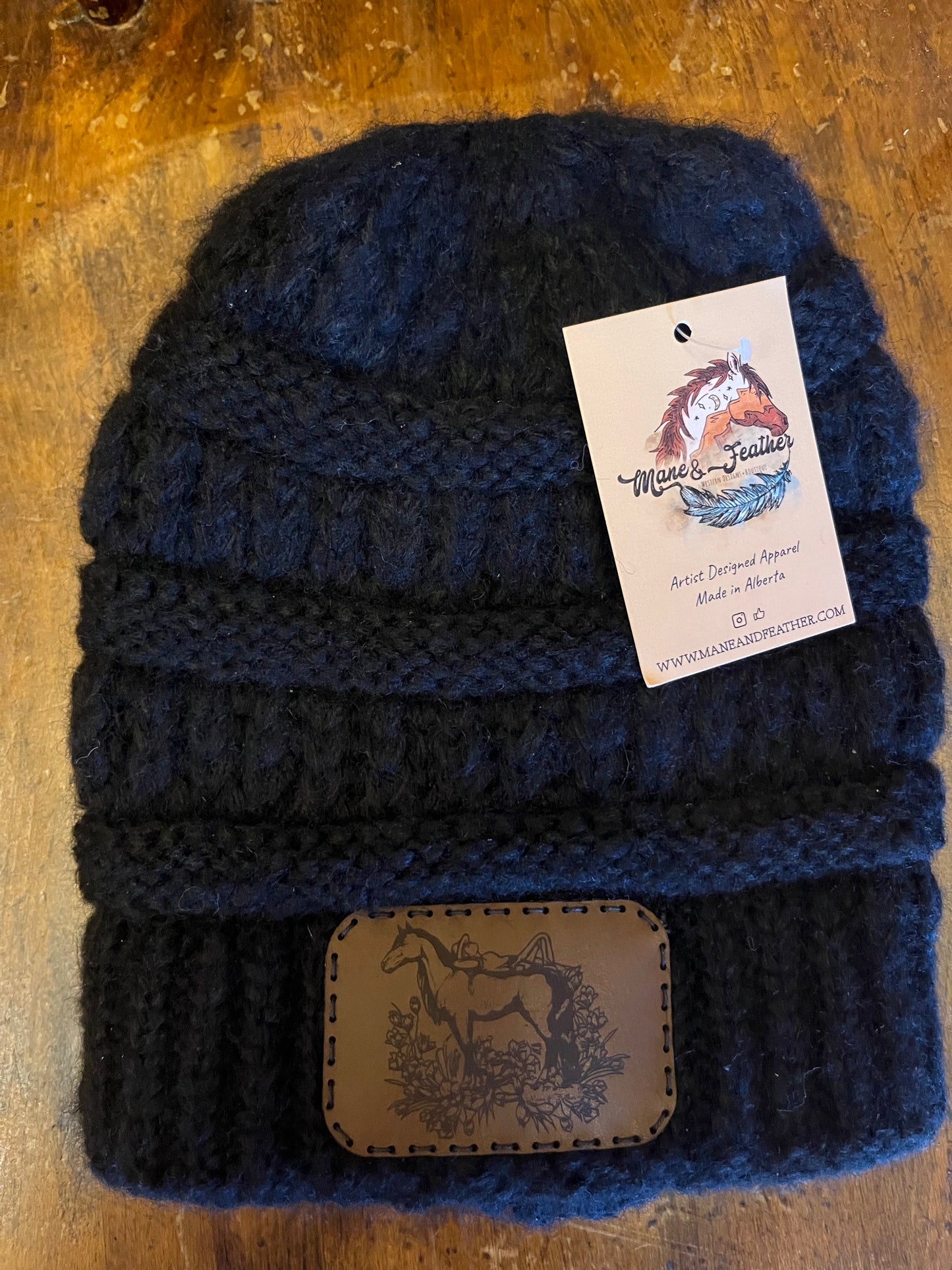 Mane & Feather Leather Patch Toques