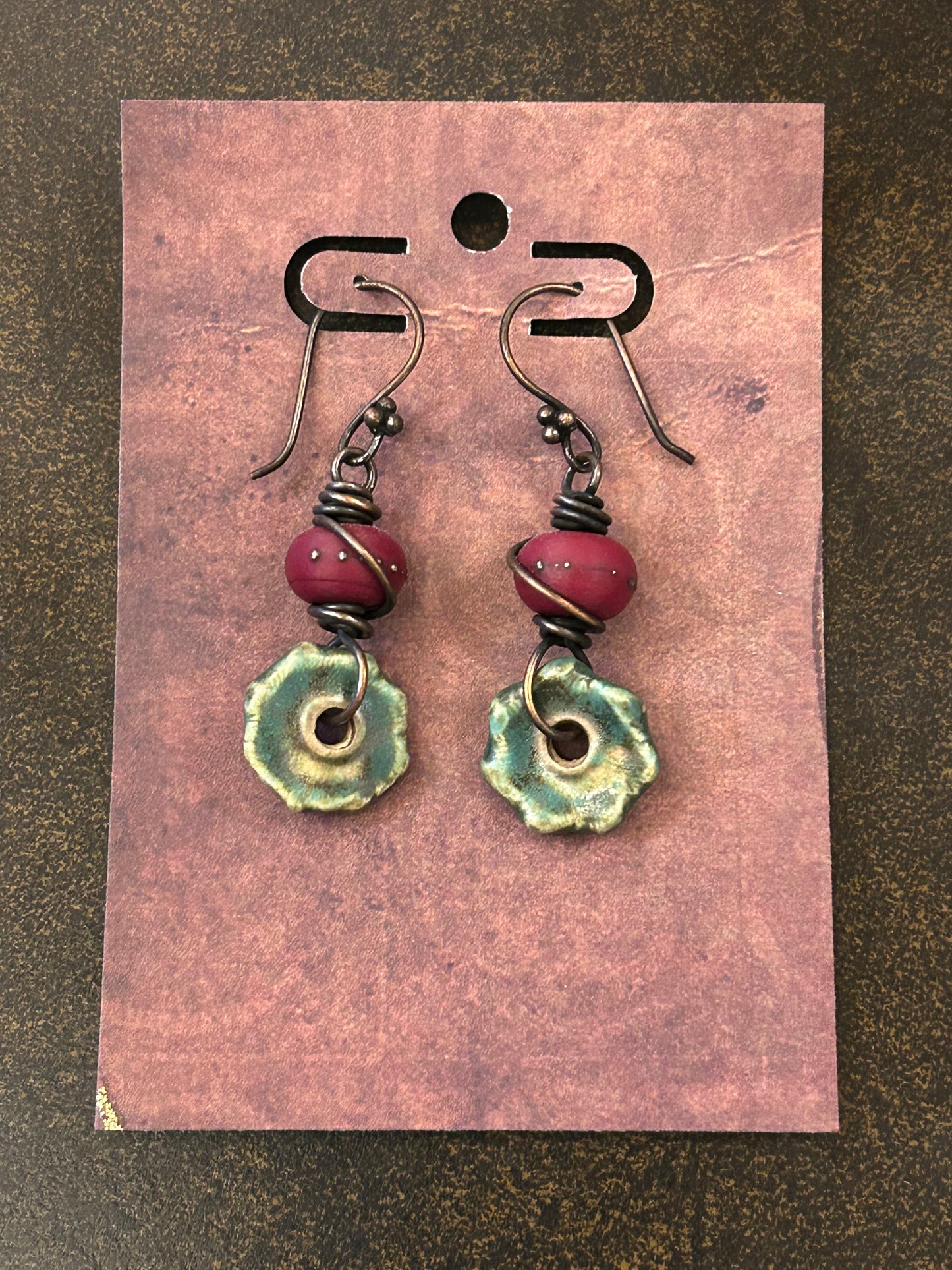 La Plume Noire Ceramic Copper Dangle Earrings