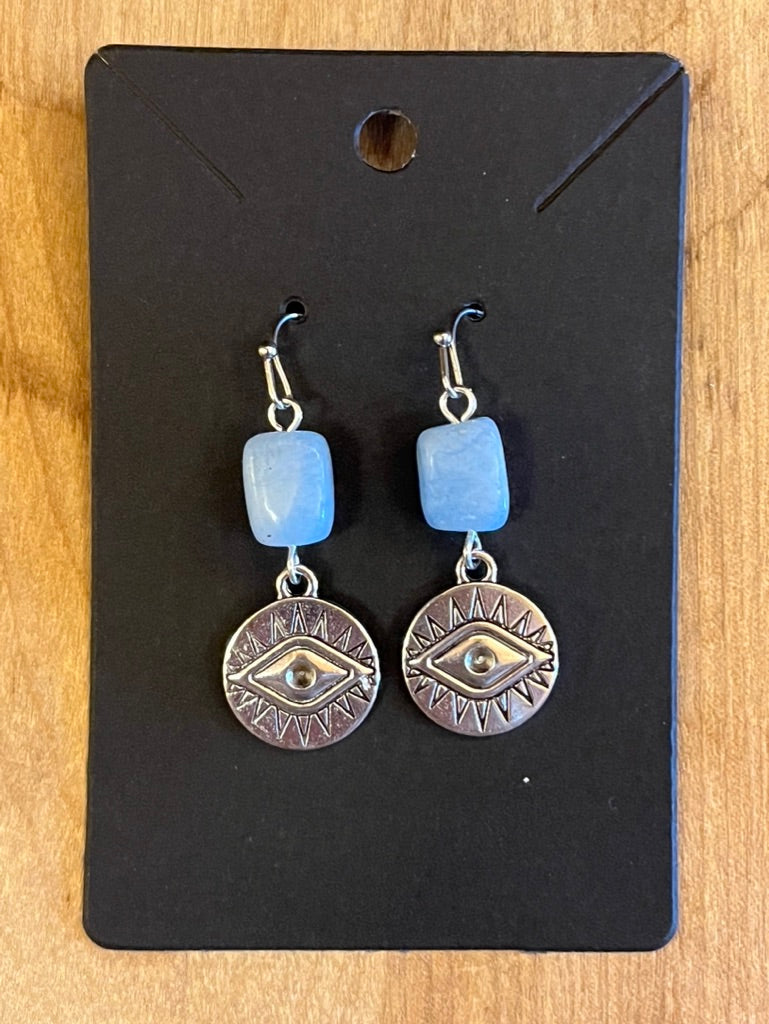 La Plume Noire Stainless Steel Gemstone Earrings