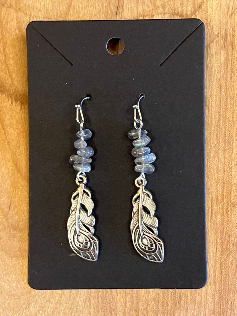 La Plume Noire Stainless Steel Gemstone Earrings