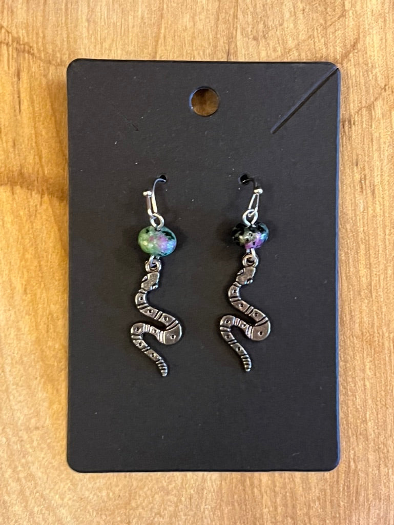 La Plume Noire Stainless Steel Gemstone Earrings