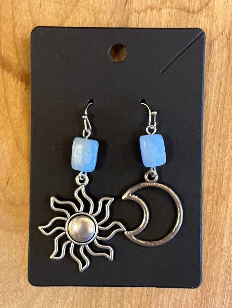 La Plume Noire Stainless Steel Gemstone Earrings