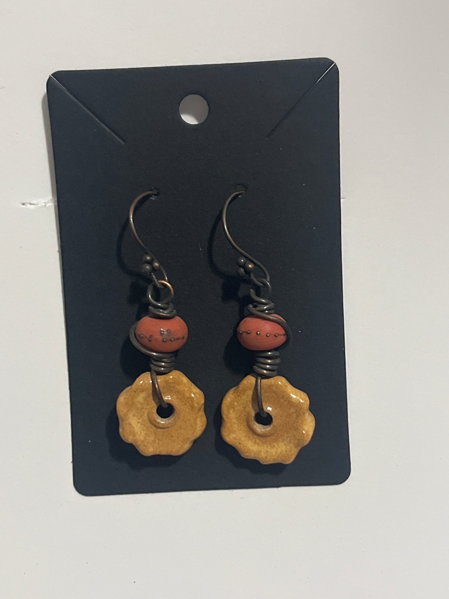 La Plume Noire Ceramic Copper Dangle Earrings