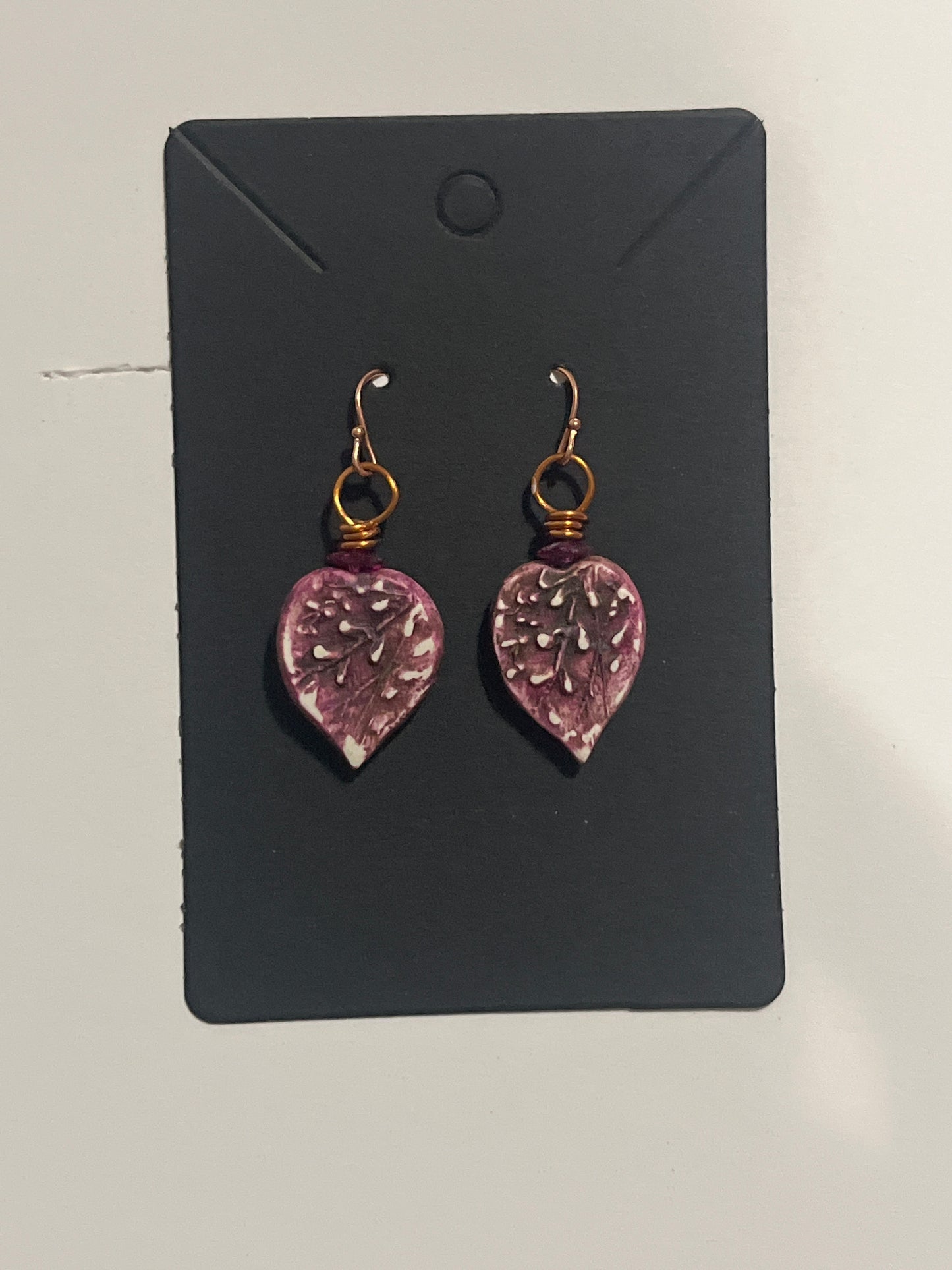La Plume Noire Copper Polymer Clay Leaf Earrings