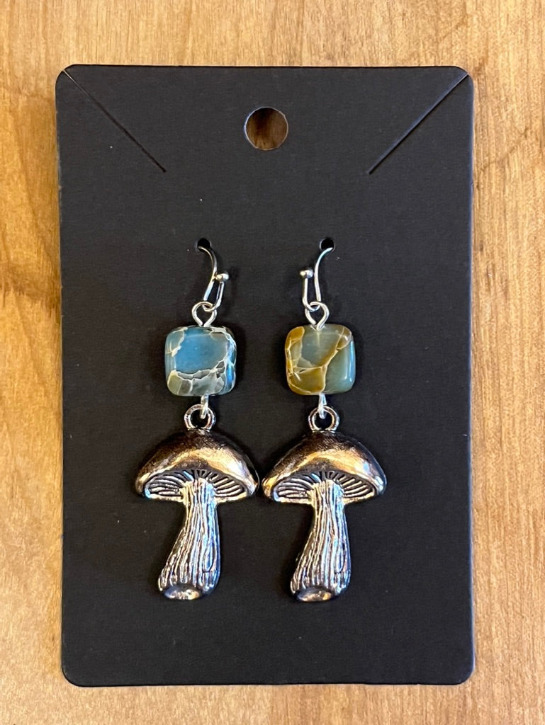 La Plume Noire Stainless Steel Gemstone Earrings
