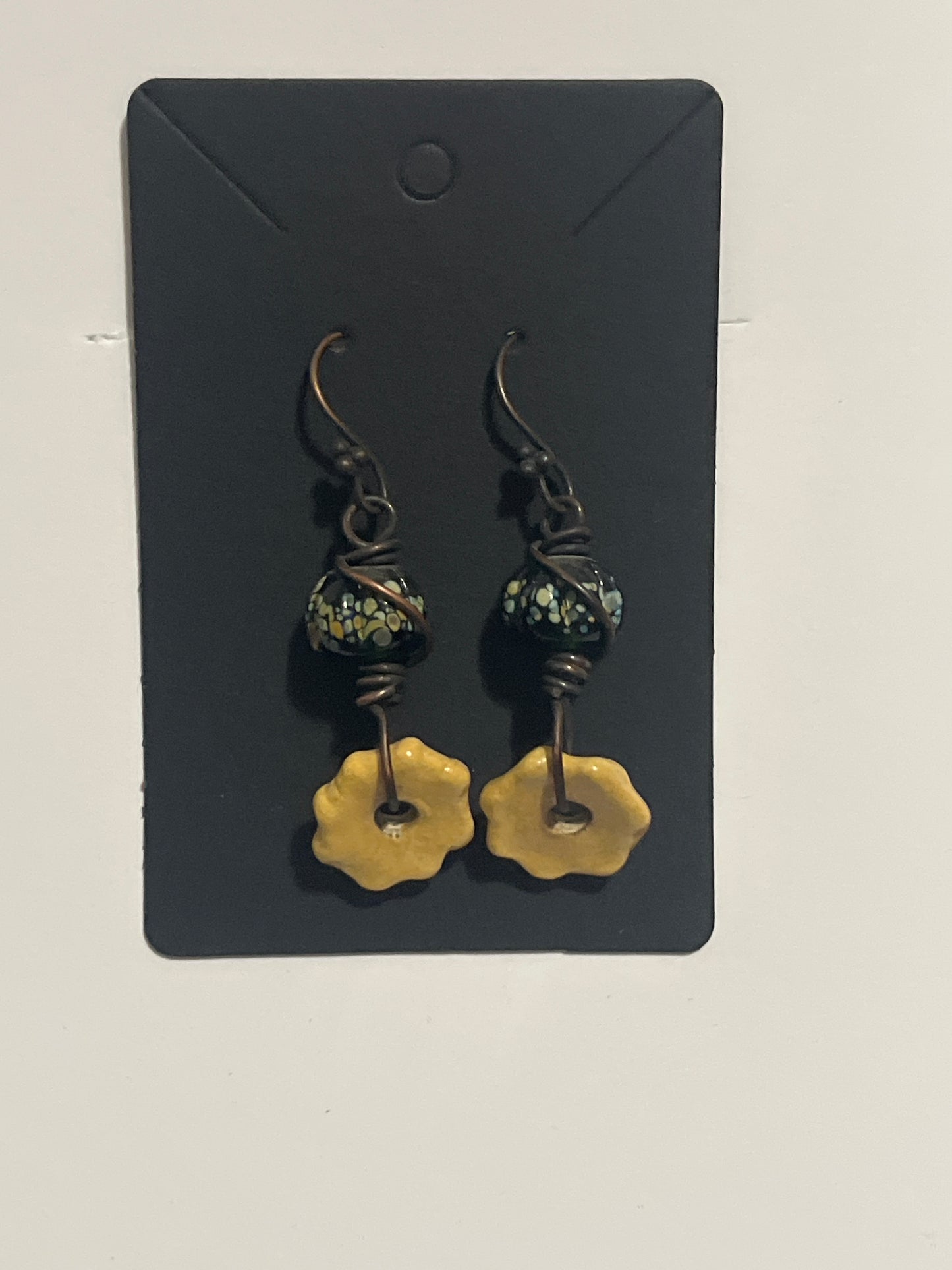 La Plume Noire Ceramic Copper Dangle Earrings