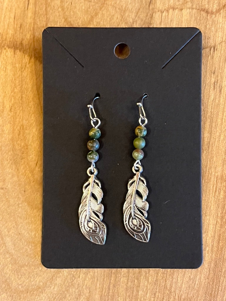 La Plume Noire Stainless Steel Gemstone Earrings