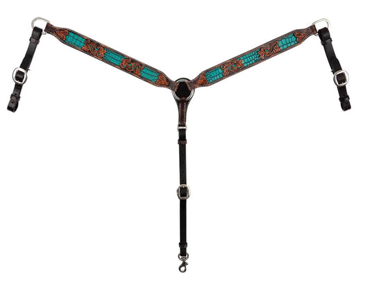Circle Y Inlaid Filigree Breast Collar – Turquoise Gator
