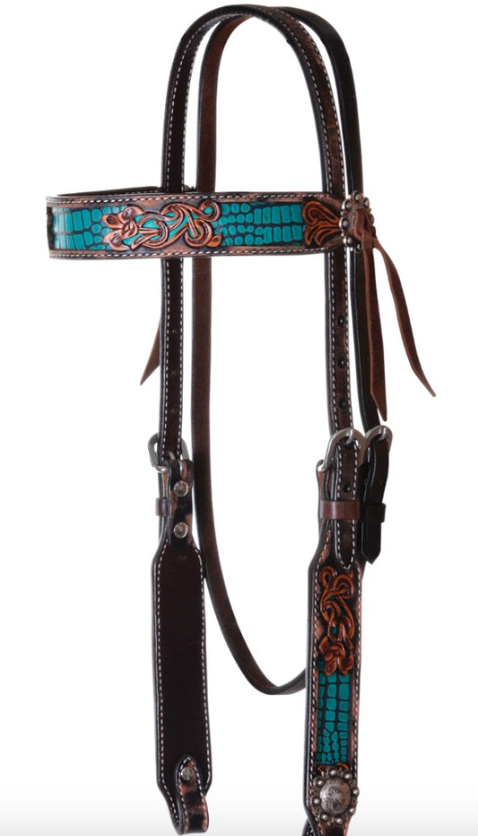 Circle Y Inlaid Filigree Browband Headstall