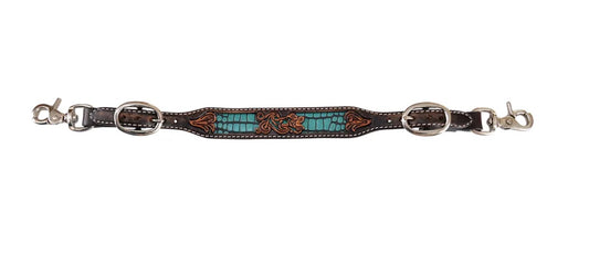 Circle Y Inlaid Filigree Wither Strap – Turquoise Gator