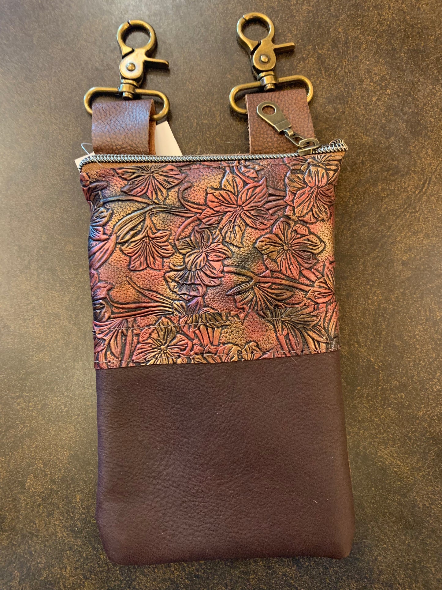 Mane & Feather Leather Clip-On Cell Phone Bag