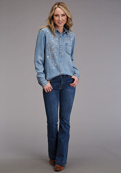 Stetson Ladies Lyocell Denim Blouse