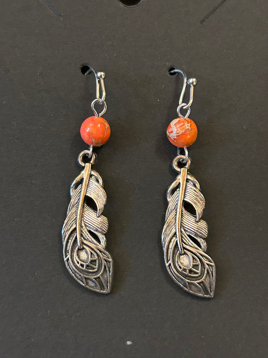 La Plume Noire Stainless Steel Gemstone Earrings