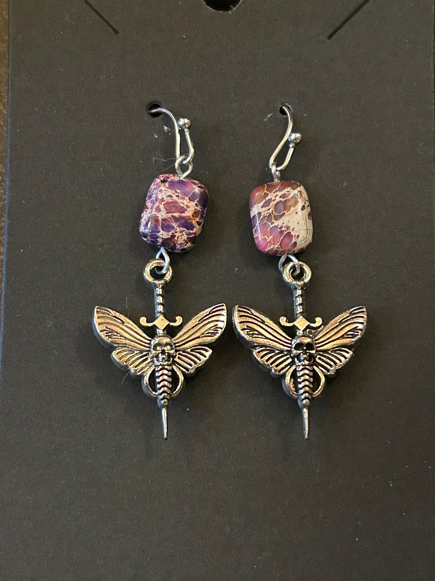 La Plume Noire Stainless Steel Gemstone Earrings