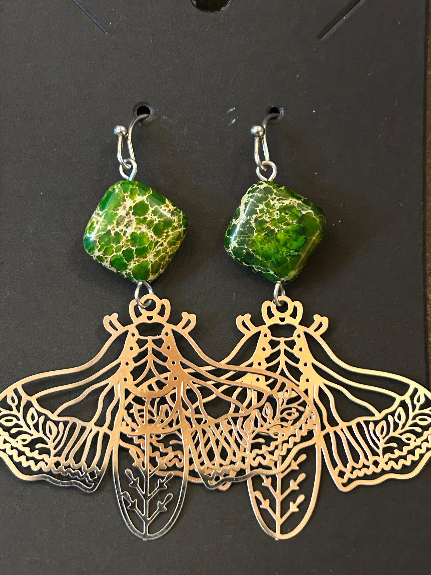 La Plume Noire Stainless Steel Gemstone Earrings