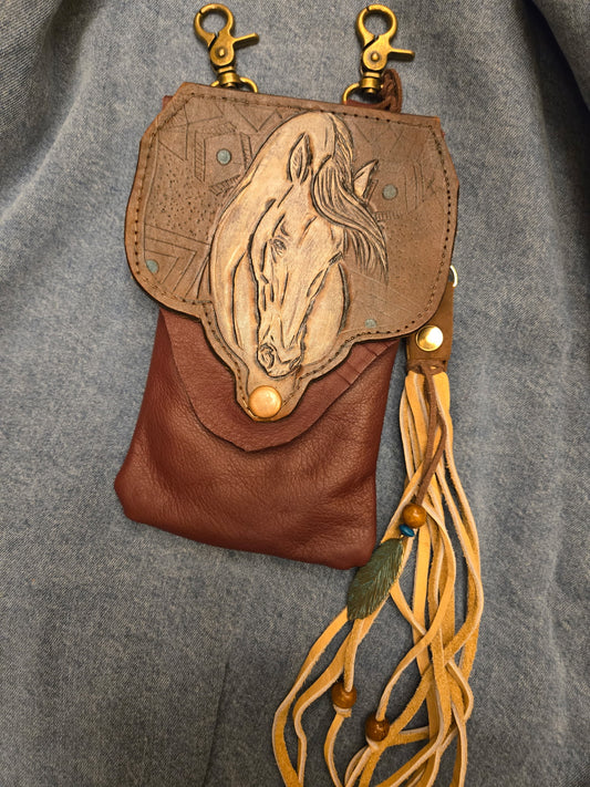 Mane & Feather Leather Clip-On Cell Phone Bags