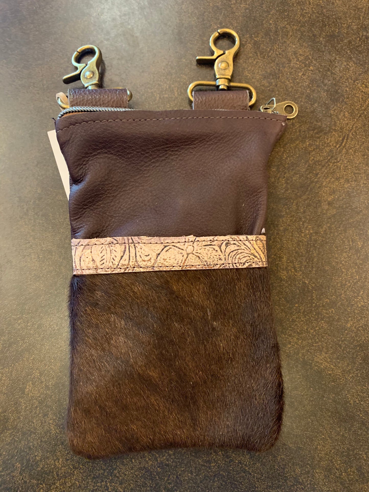 Mane & Feather Leather Clip-On Cell Phone Bag