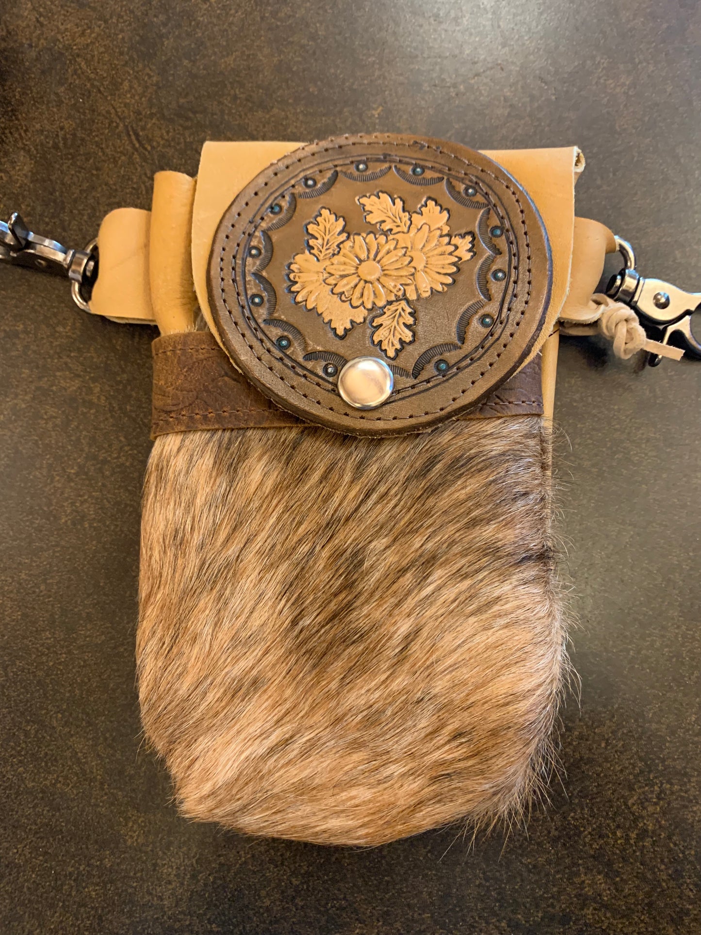 Mane & Feather Leather Clip-On Cell Phone Bag