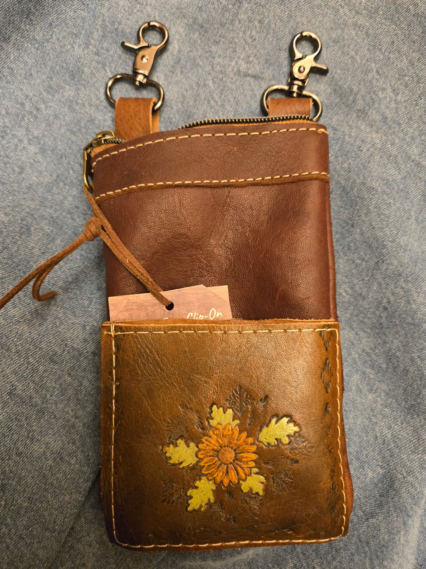Mane & Feather Leather Clip-On Cell Phone Bags