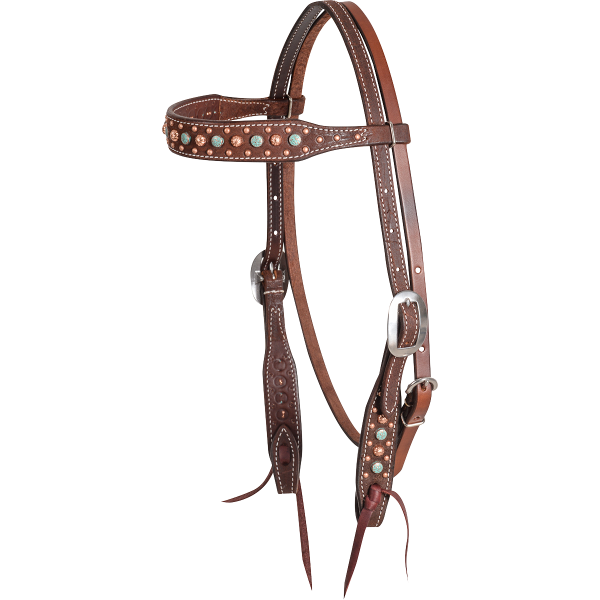 Martin Saddlery Floral Dotted Headstall (Chocolate)